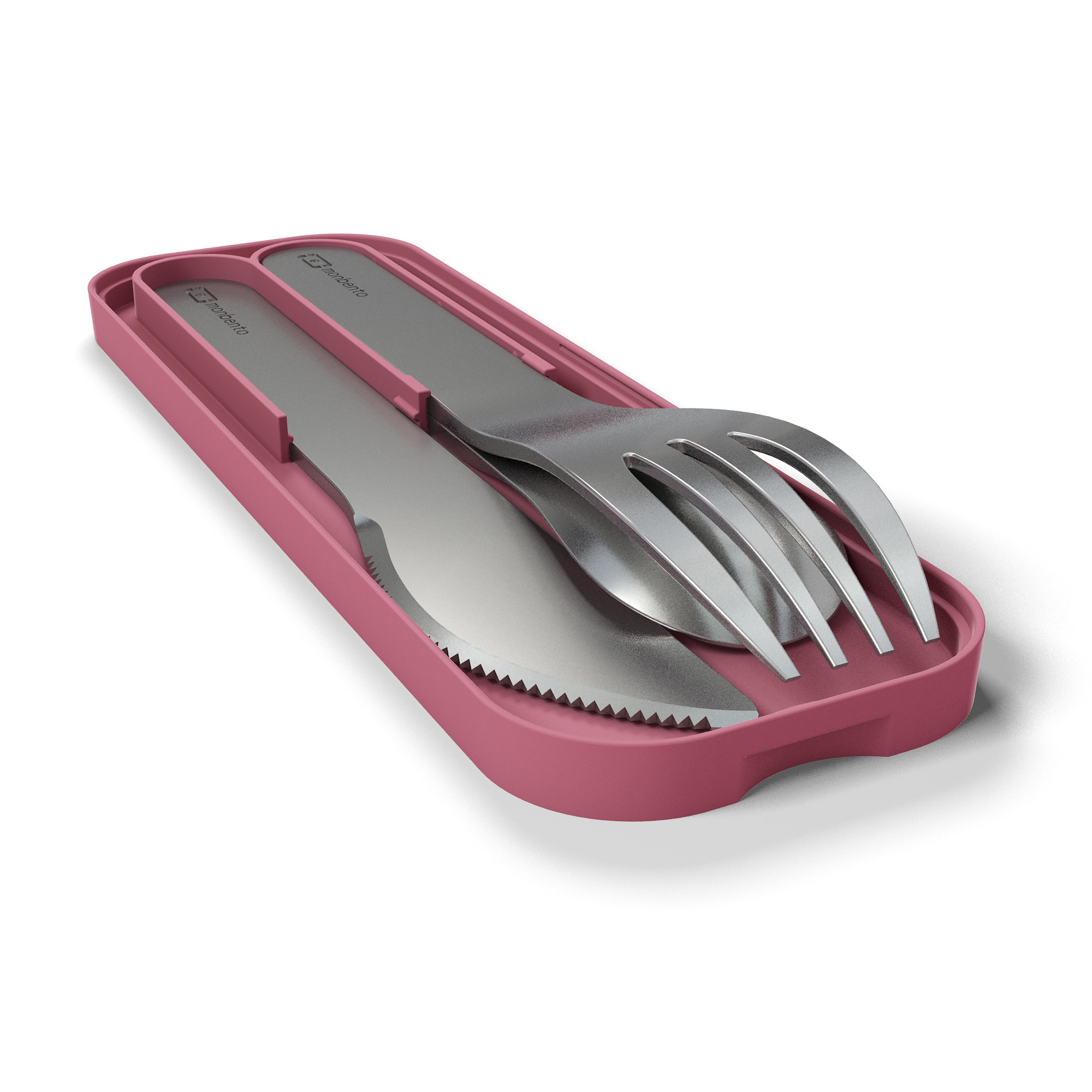 MONBENTO MB Slim Besteckset – Blau, Edelstahl-Gabel/Messer/Löffel, Für Lunchbox & Unterwegs